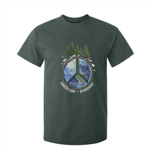 Earth Day T Shirt For Kid Everyday Peace Sign Positive Vibes TS10 Dark Forest Green Print Your Wear