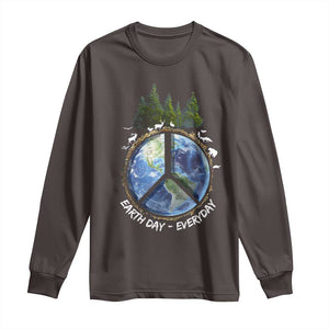 Earth Day Long Sleeve Shirt Everyday Peace Sign Positive Vibes TS10 Dark Chocolate Print Your Wear