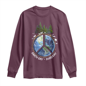 Earth Day Long Sleeve Shirt Everyday Peace Sign Positive Vibes TS10 Maroon Print Your Wear