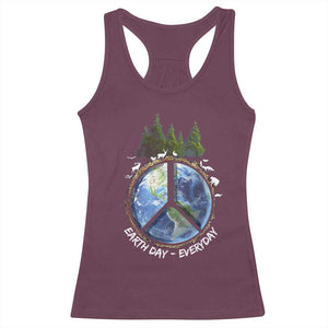 Earth Day Racerback Tank Top Everyday Peace Sign Positive Vibes TS10 Maroon Print Your Wear