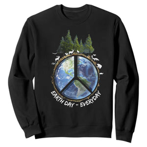 Earth Day Sweatshirt Everyday Peace Sign Positive Vibes TS10 Black Print Your Wear