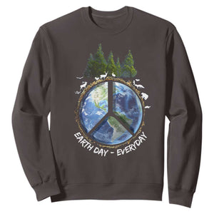 Earth Day Sweatshirt Everyday Peace Sign Positive Vibes TS10 Dark Chocolate Print Your Wear