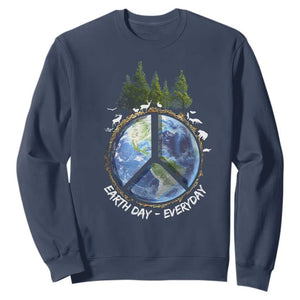Earth Day Sweatshirt Everyday Peace Sign Positive Vibes TS10 Navy Print Your Wear