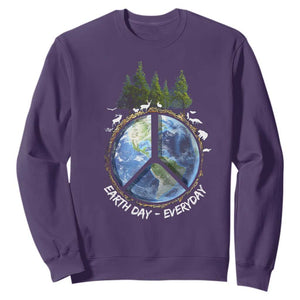 Earth Day Sweatshirt Everyday Peace Sign Positive Vibes TS10 Purple Print Your Wear
