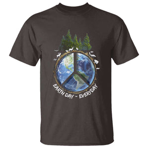 Earth Day T Shirt Everyday Peace Sign Positive Vibes TS10 Dark Chocolate Print Your Wear