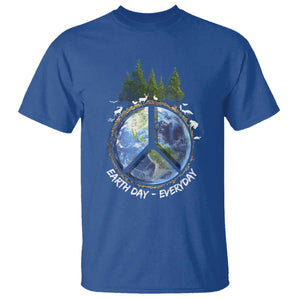 Earth Day T Shirt Everyday Peace Sign Positive Vibes TS10 Royal Blue Print Your Wear