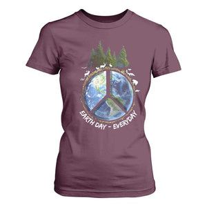 Earth Day T Shirt For Women Everyday Peace Sign Positive Vibes TS10 Maroon Print Your Wear