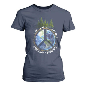 Earth Day T Shirt For Women Everyday Peace Sign Positive Vibes TS10 Navy Print Your Wear