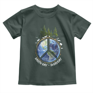 Earth Day Toddler T Shirt Everyday Peace Sign Positive Vibes TS10 Dark Forest Green Print Your Wear
