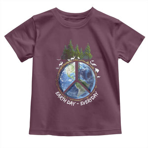 Earth Day Toddler T Shirt Everyday Peace Sign Positive Vibes TS10 Maroon Print Your Wear