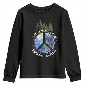 Earth Day Youth Sweatshirt Everyday Peace Sign Positive Vibes TS10 Black Print Your Wear