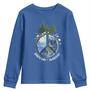 Earth Day Youth Sweatshirt Everyday Peace Sign Positive Vibes TS10 Royal Blue Print Your Wear