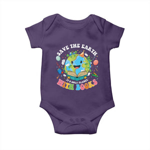 Earth Day Baby Onesie Save Earth Its Only Planet With Books Reader TS10 Purple Print Your Wear