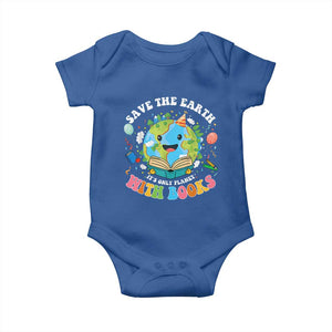 Earth Day Baby Onesie Save Earth Its Only Planet With Books Reader TS10 Royal Blue Print Your Wear