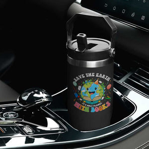 Earth Day Flip Straw Tumbler Save Earth Its Only Planet With Books Reader TS10 Print Your Wear