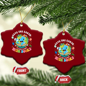 Earth Day Ceramic Ornament Save Earth Its Only Planet With Books Reader TS10 Print Your Wear