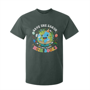 Earth Day T Shirt For Kid Save Earth Its Only Planet With Books Reader TS10 Dark Forest Green Print Your Wear