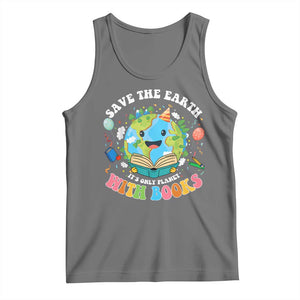 Earth Day Tank Top Save Earth Its Only Planet With Books Reader TS10 Black Heather Print Your Wear