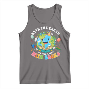 Earth Day Tank Top Save Earth Its Only Planet With Books Reader TS10 Deep Heather Print Your Wear