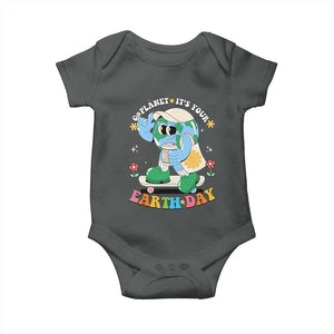 Earth Day Baby Onesie Cute Go Planet Its Your Earthday Groovy TS10 Dark Heather Print Your Wear