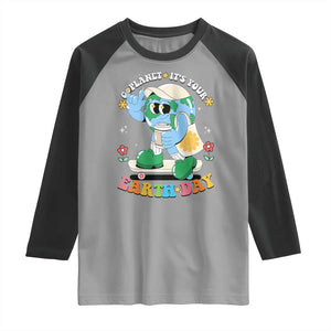 Earth Day Raglan Shirt Cute Go Planet Its Your Earthday Groovy TS10 Sport Gray Black Print Your Wear