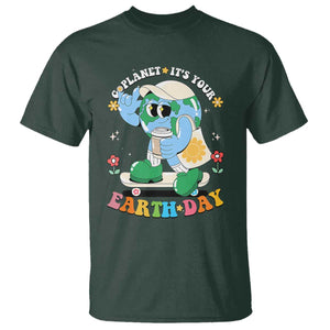 Earth Day T Shirt Cute Go Planet Its Your Earthday Groovy TS10 Dark Forest Green Print Your Wear