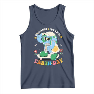 Earth Day Tank Top Cute Go Planet Its Your Earthday Groovy TS10 Navy Print Your Wear