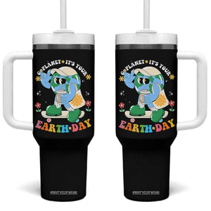 Earth Day Tumbler With Handle Cute Go Planet Its Your Earthday Groovy TS10 One Size: 40 oz Black Print Your Wear