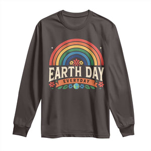 Earth Day Long Sleeve Shirt Everyday Retro Rainbow TS10 Dark Chocolate Print Your Wear