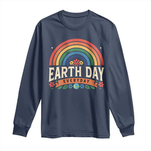 Earth Day Long Sleeve Shirt Everyday Retro Rainbow TS10 Navy Print Your Wear