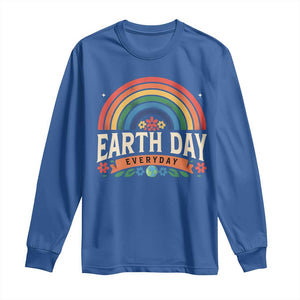 Earth Day Long Sleeve Shirt Everyday Retro Rainbow TS10 Royal Blue Print Your Wear