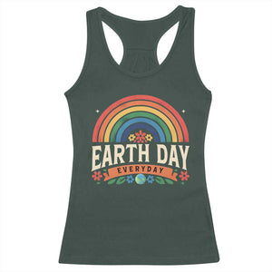 Earth Day Racerback Tank Top Everyday Retro Rainbow TS10 Dark Forest Green Print Your Wear