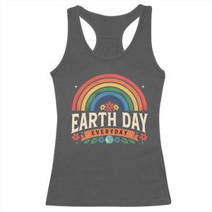 Earth Day Racerback Tank Top Everyday Retro Rainbow TS10 Dark Heather Print Your Wear