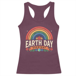 Earth Day Racerback Tank Top Everyday Retro Rainbow TS10 Maroon Print Your Wear