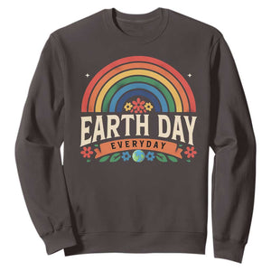 Earth Day Sweatshirt Everyday Retro Rainbow TS10 Dark Chocolate Print Your Wear