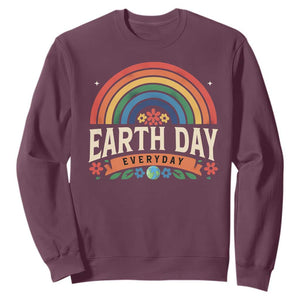 Earth Day Sweatshirt Everyday Retro Rainbow TS10 Maroon Print Your Wear