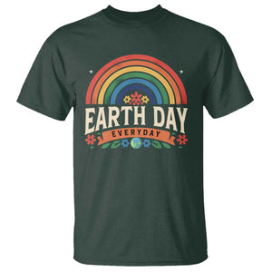 Earth Day T Shirt Everyday Retro Rainbow TS10 Dark Forest Green Print Your Wear