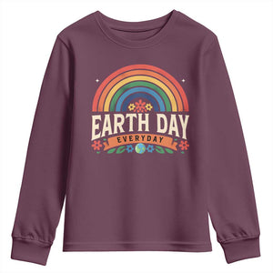 Earth Day Youth Sweatshirt Everyday Retro Rainbow TS10 Maroon Print Your Wear