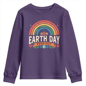 Earth Day Youth Sweatshirt Everyday Retro Rainbow TS10 Purple Print Your Wear