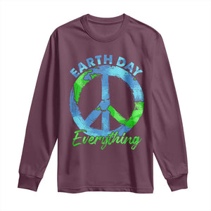 Piece Everyday Earth Day Long Sleeve Shirt Peace Sign Positive Vibes TS10 Maroon Print Your Wear