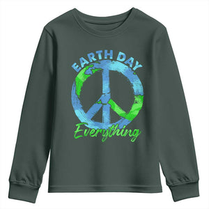 Piece Everyday Earth Day Youth Sweatshirt Peace Sign Positive Vibes TS10 Dark Forest Green Print Your Wear