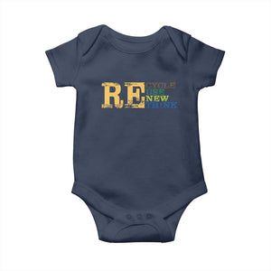 Retro Earth Day Baby Onesie Recycle Reuse Renew Rethink Protect Earth TS10 Navy Print Your Wear