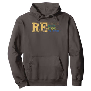 Retro Earth Day Hoodie Recycle Reuse Renew Rethink Protect Earth TS10 Dark Chocolate Print Your Wear