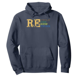 Retro Earth Day Hoodie Recycle Reuse Renew Rethink Protect Earth TS10 Navy Print Your Wear