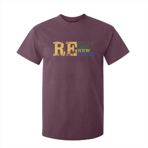 Retro Earth Day T Shirt For Kid Recycle Reuse Renew Rethink Protect Earth TS10 Maroon Print Your Wear