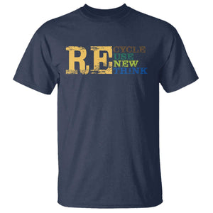 Retro Earth Day T Shirt Recycle Reuse Renew Rethink Protect Earth TS10 Navy Print Your Wear