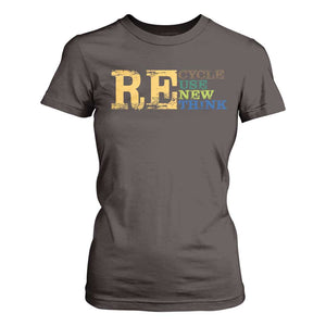 Retro Earth Day T Shirt For Women Recycle Reuse Renew Rethink Protect Earth TS10 Dark Chocolate Print Your Wear