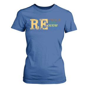 Retro Earth Day T Shirt For Women Recycle Reuse Renew Rethink Protect Earth TS10 Royal Blue Print Your Wear