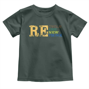 Retro Earth Day Toddler T Shirt Recycle Reuse Renew Rethink Protect Earth TS10 Dark Forest Green Print Your Wear
