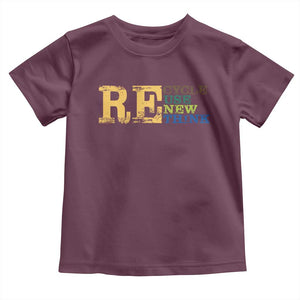 Retro Earth Day Toddler T Shirt Recycle Reuse Renew Rethink Protect Earth TS10 Maroon Print Your Wear